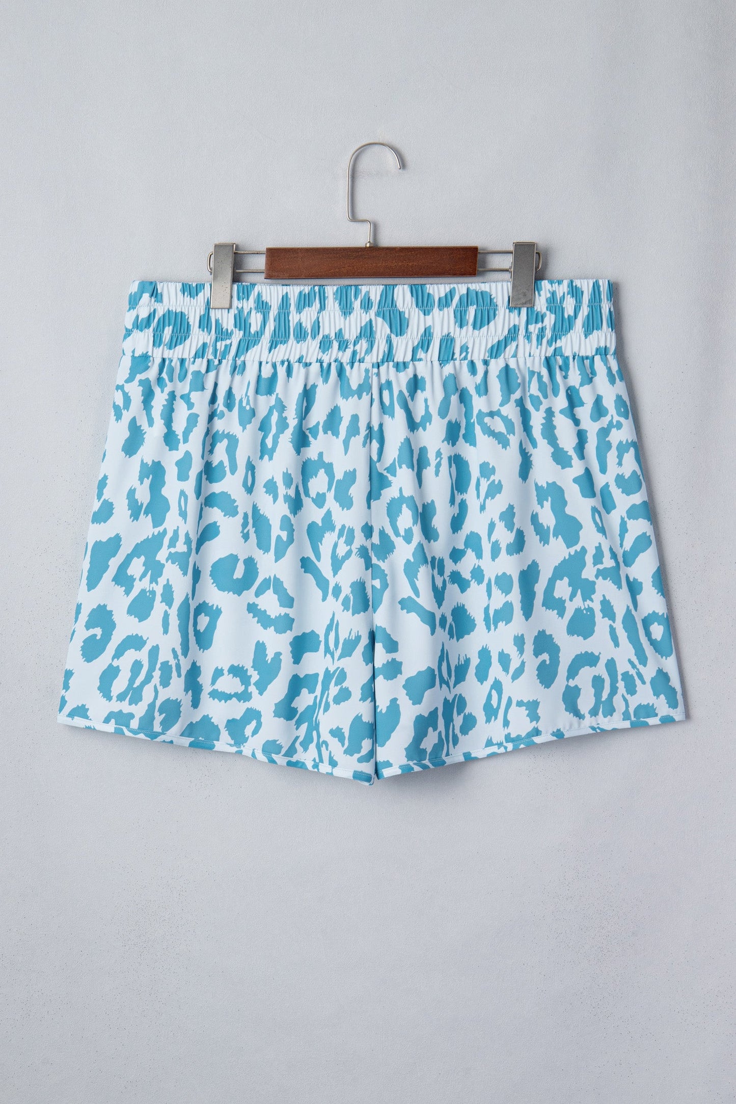 Beau Blue Plus Size Leopard Elastic Waist Athletic Shorts